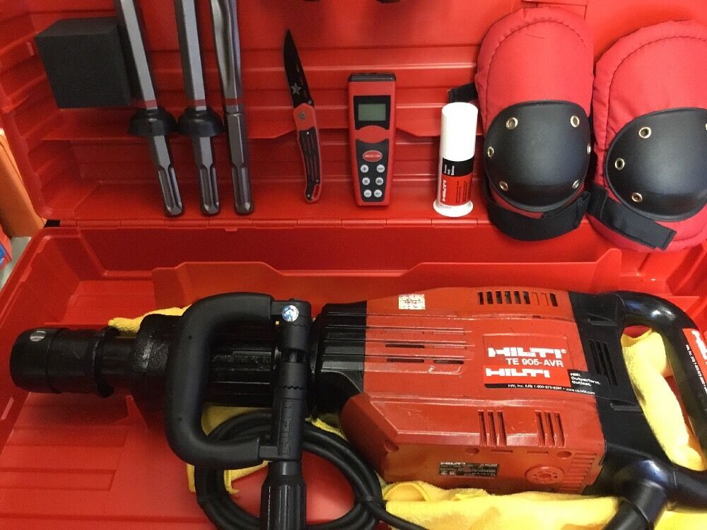 HILTI TE 905 AVR, PREOWNED, FREE LASER METER, CHISELS, PLUS EXTRAS, FAST SHIP