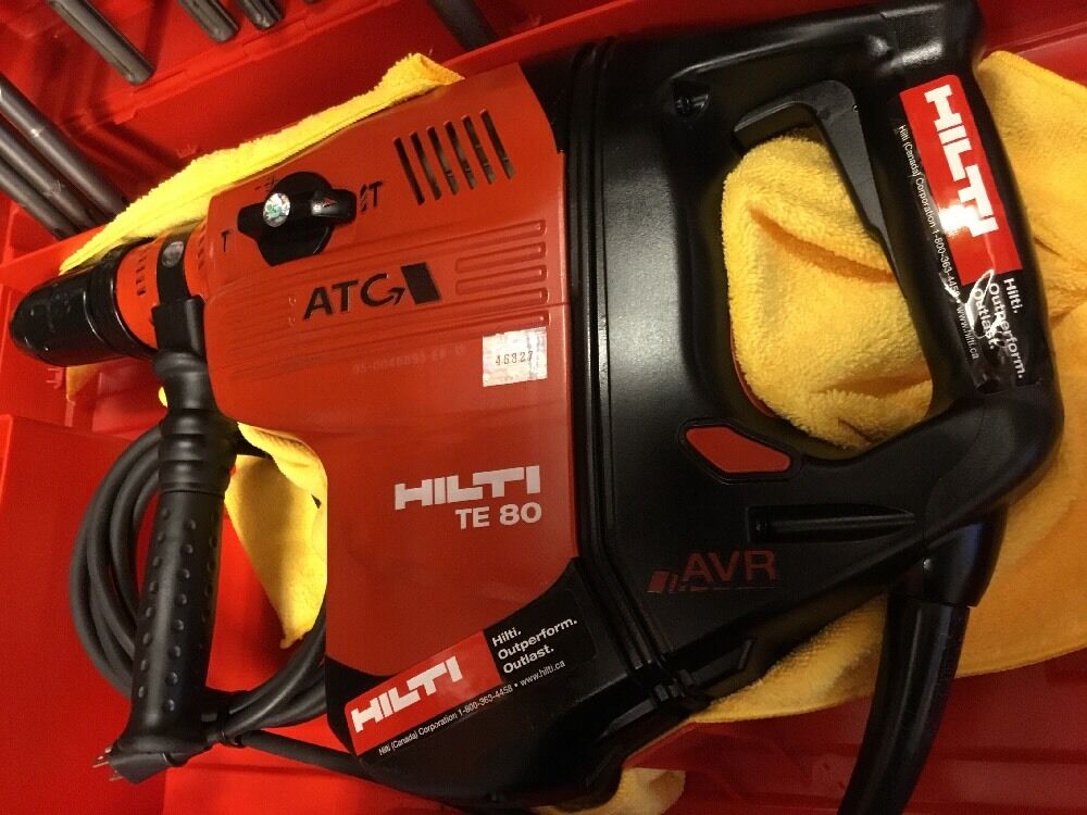 HILTI TE 80 HAMMER DRILL, FREE ANGLE GRINDER, BITS, CHISELS, EXTRAS, FAST SHIP