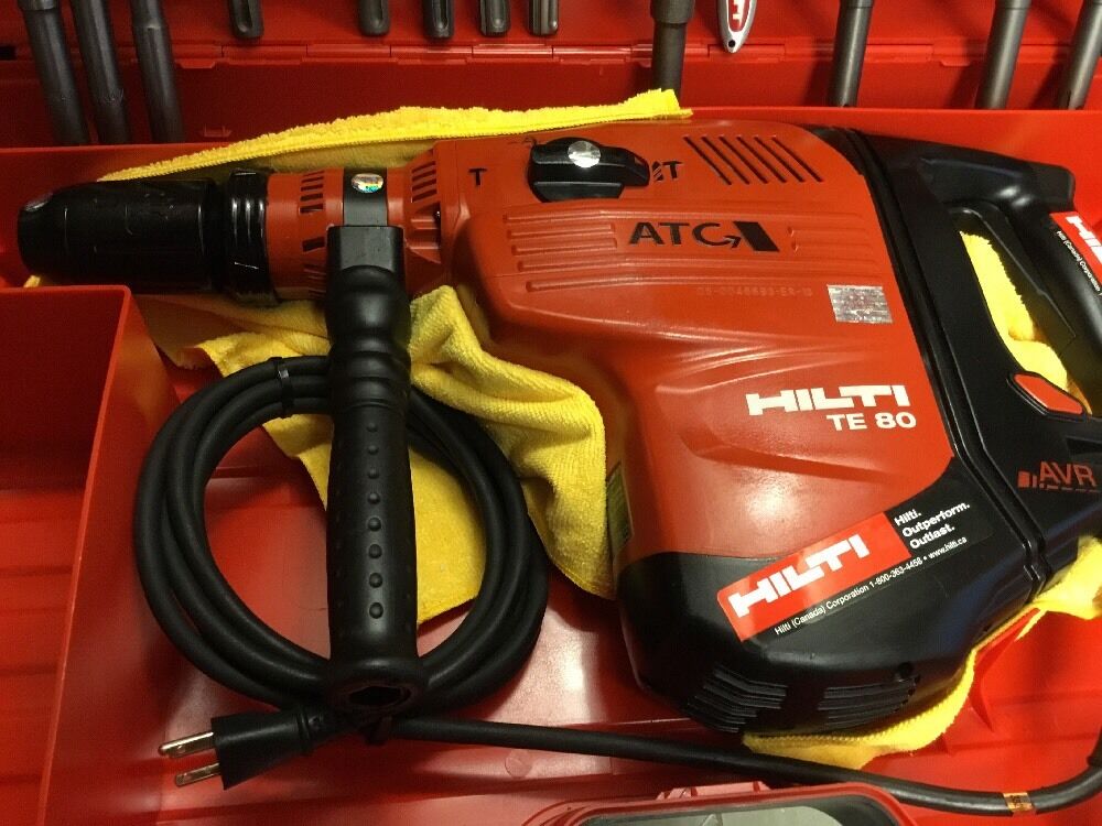 HILTI TE 80 HAMMER DRILL, FREE ANGLE GRINDER, BITS, CHISELS, EXTRAS, FAST SHIP