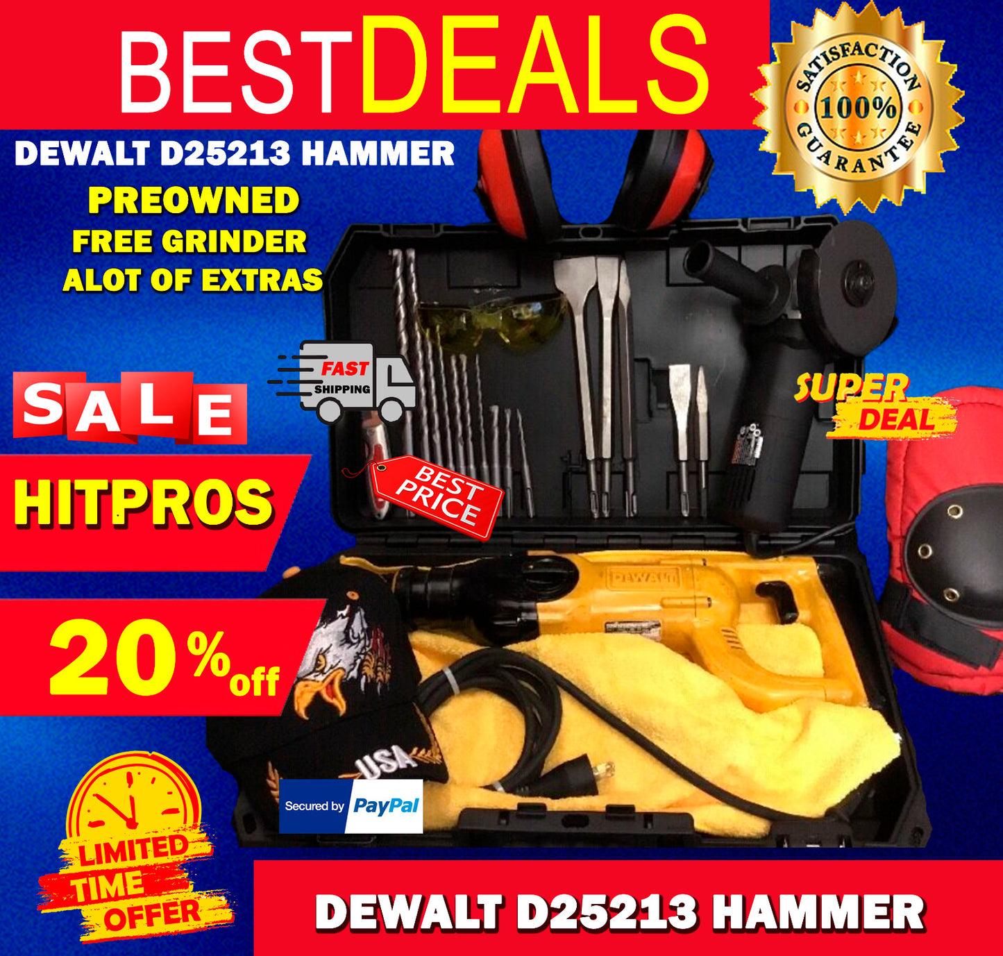 DEWALT D25213 HAMMER PREOWNED, FREE ANGLE GRINDER