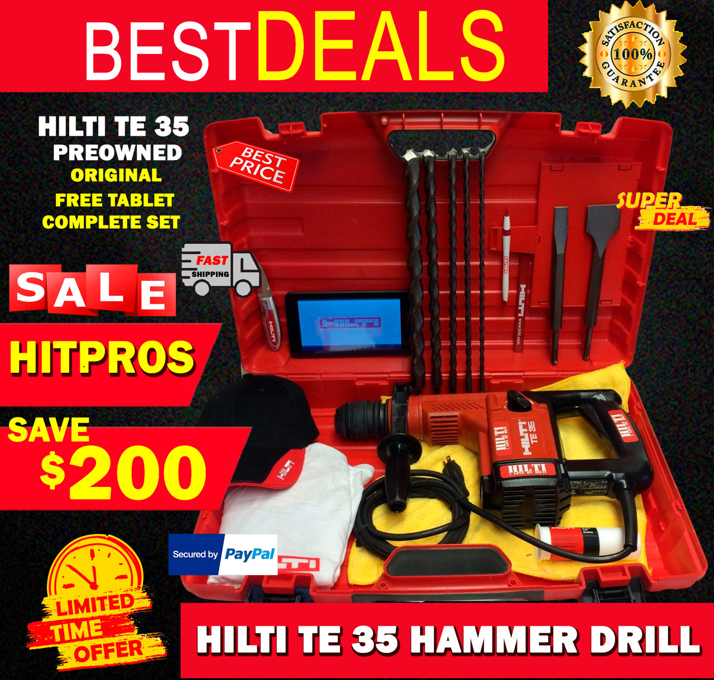 HILTI TE 35, PREOWNED, ORIGINAL, FREE TABLET, BITS