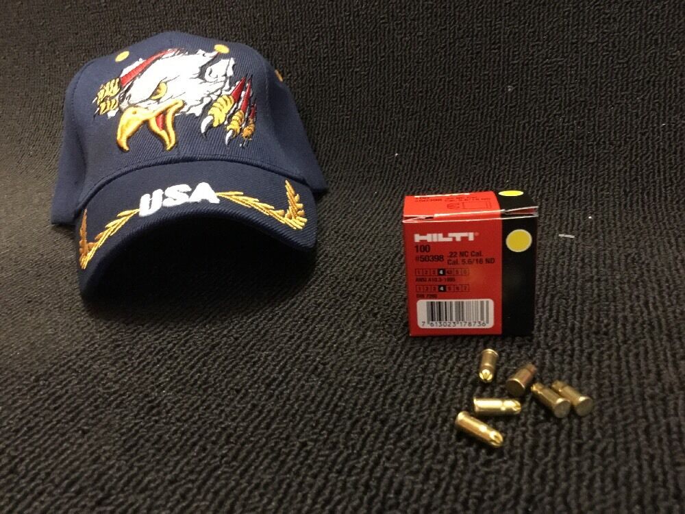 HILTI 100X CARTRIDGE 5.6/16 .22 CAL YELLOW, FOR DX E72, FREE HAT,