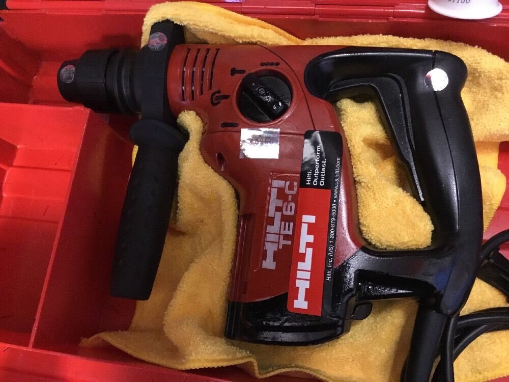 HILTI TE 6-C HAMMER DRILL, PREOWNED, FREE THERMO, LOT OF EXTRAS