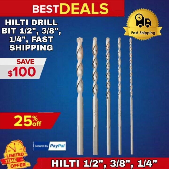 HILTI DRILL BIT 1/2", 3/8", 1/4" SDS PLUS, SET OF 5