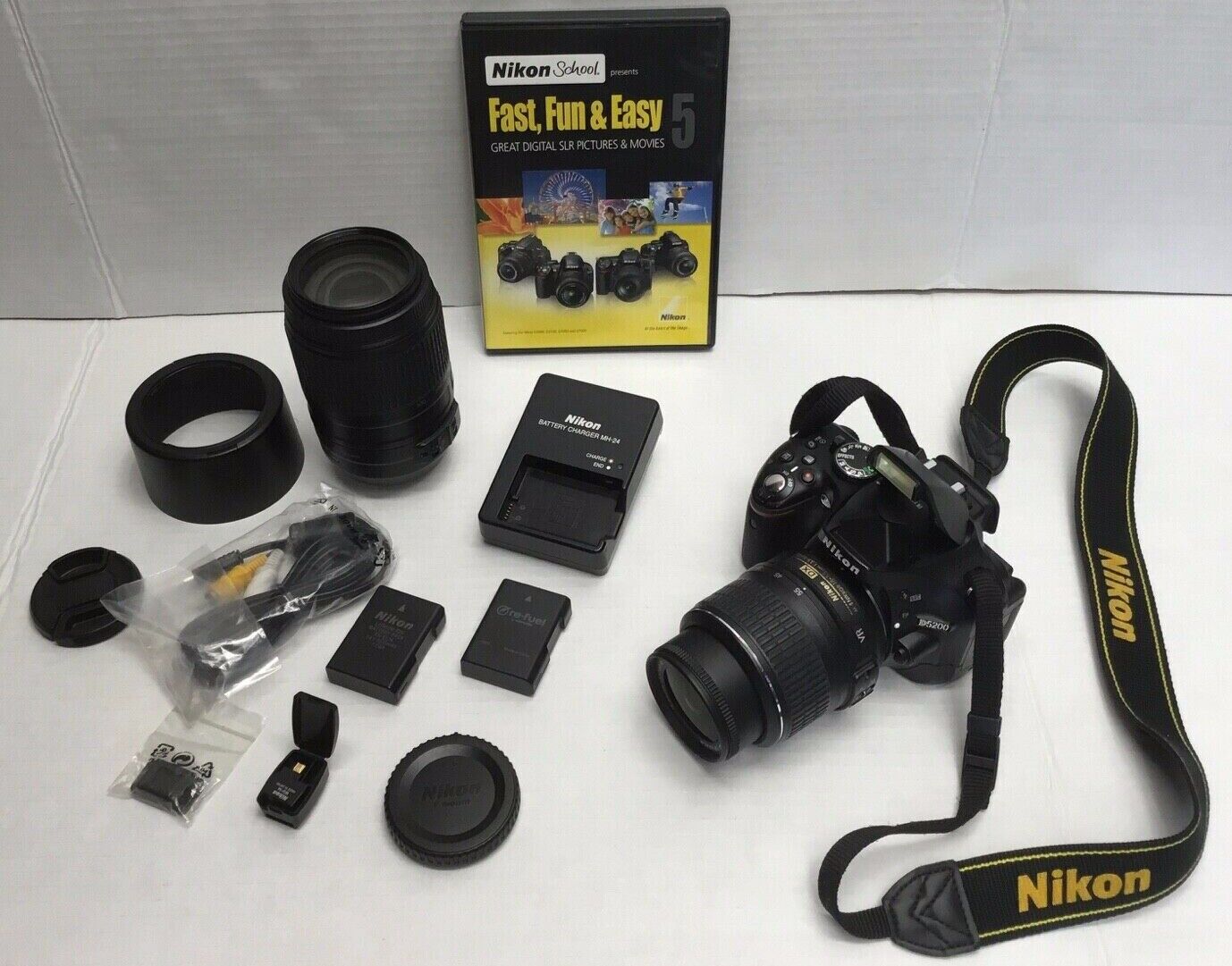 Nikon D5200 24.1MP DSLR Camera Black + 18-55mm + 3000mm AF Lens, GREAT CONDITION