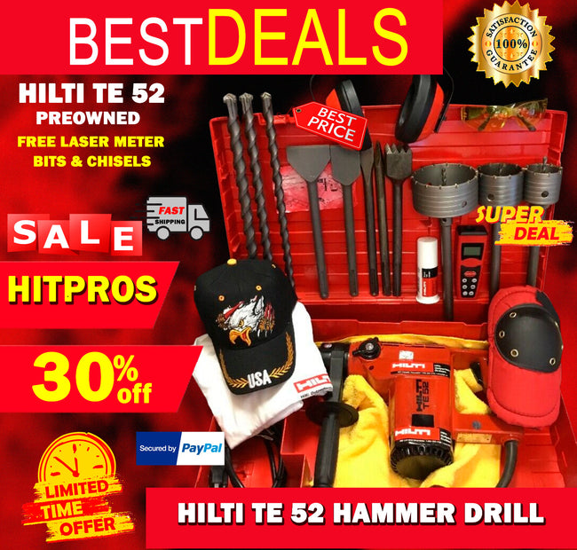 HILTI TE 52 PREOWNED, FREE LASER METER, BITS AND CHISELS, FAST SHIP