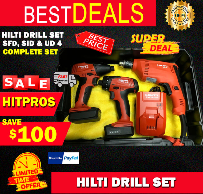 HILTI UD 4 HAMMER DRILL, SID 2-A, SFD 2-A, 2 BATTERIES, ALL NEW, FAST SHIP