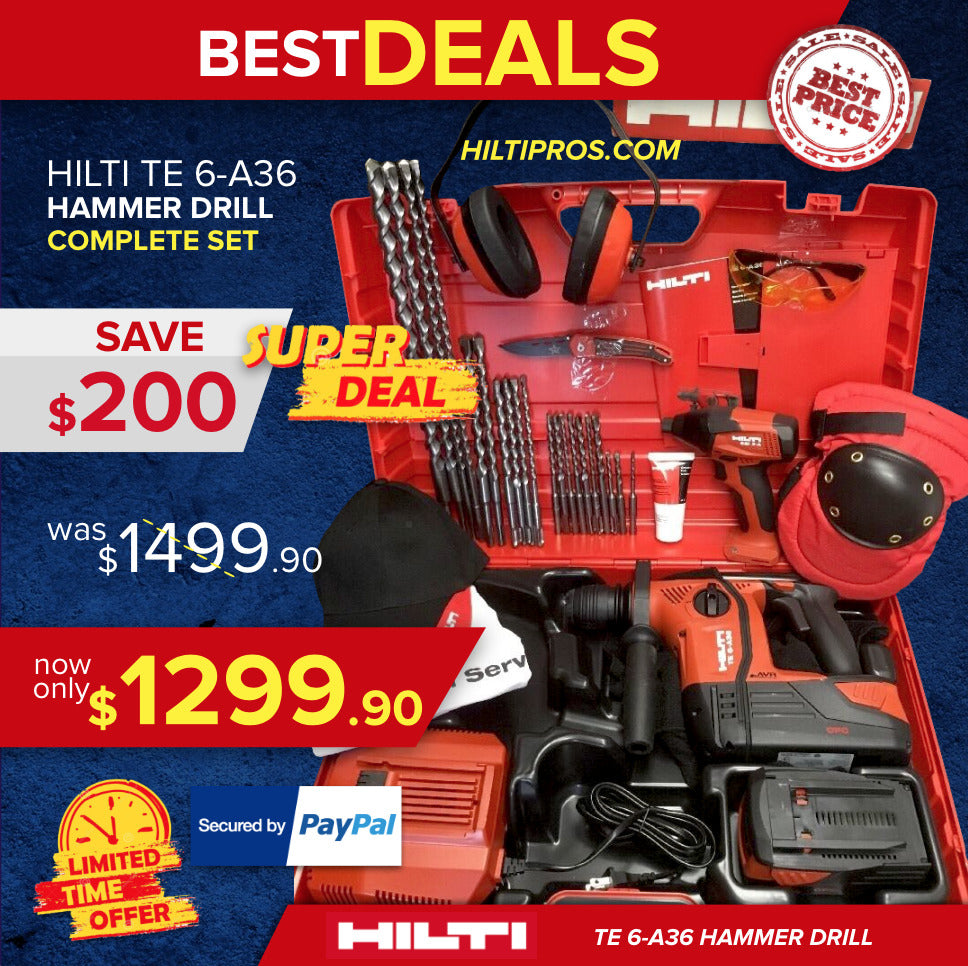 HILTI TE 6 A-36 HAMMER DRILL, NEW, FREE SID 2-A, BITS, A LOT EXTRAS, FAST SHIP