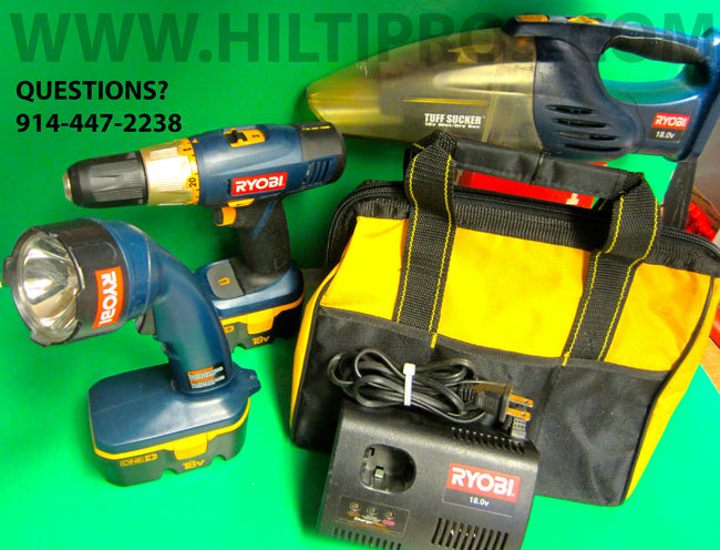 RYOBI MULTI-TOOL SET (DRILL [P204]/FLASHLIGHT [P700]/VACUUM [P710])-FINAL SALE