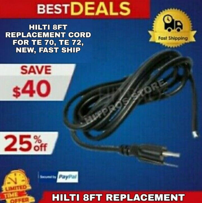 HILTI 8FT REPLACEMENT CORD FOR TE 70, TE 72, NEW