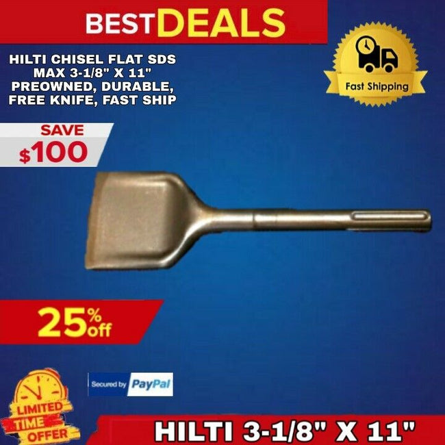 HILTI CHISEL FLAT SDS MAX 3-1/8" X 11" PREOWNED