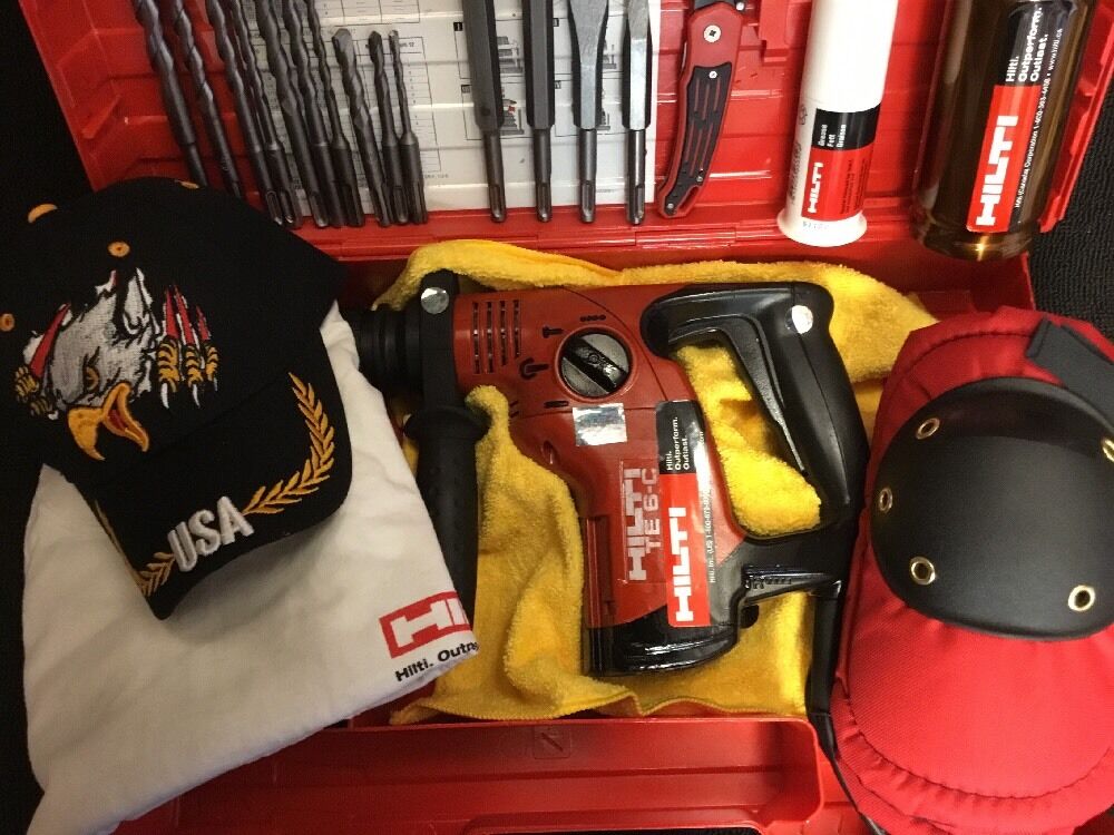 HILTI TE 6-C HAMMER DRILL, PREOWNED, FREE THERMO, LOT OF EXTRAS