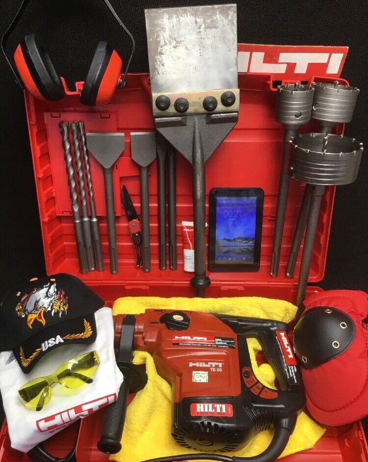 HILTI TE 56 HAMMER DRILL, PREOWNED, FREE TABLET, A LOT OF EXTRAS, QUICK SHIP