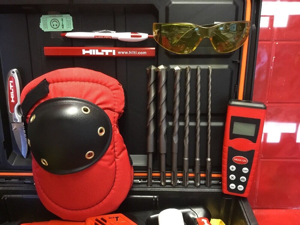 HILTI TE 25 DRILL, FREE DRILL & EXTRAS, MEASURING LASER