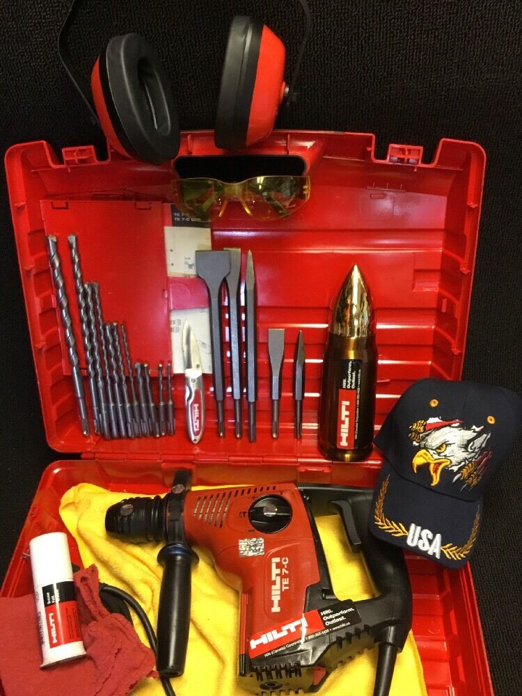 HILTI TE 7-C, PREOWNED, FREE THERMO BOTTLE, BITS AND CHISELS