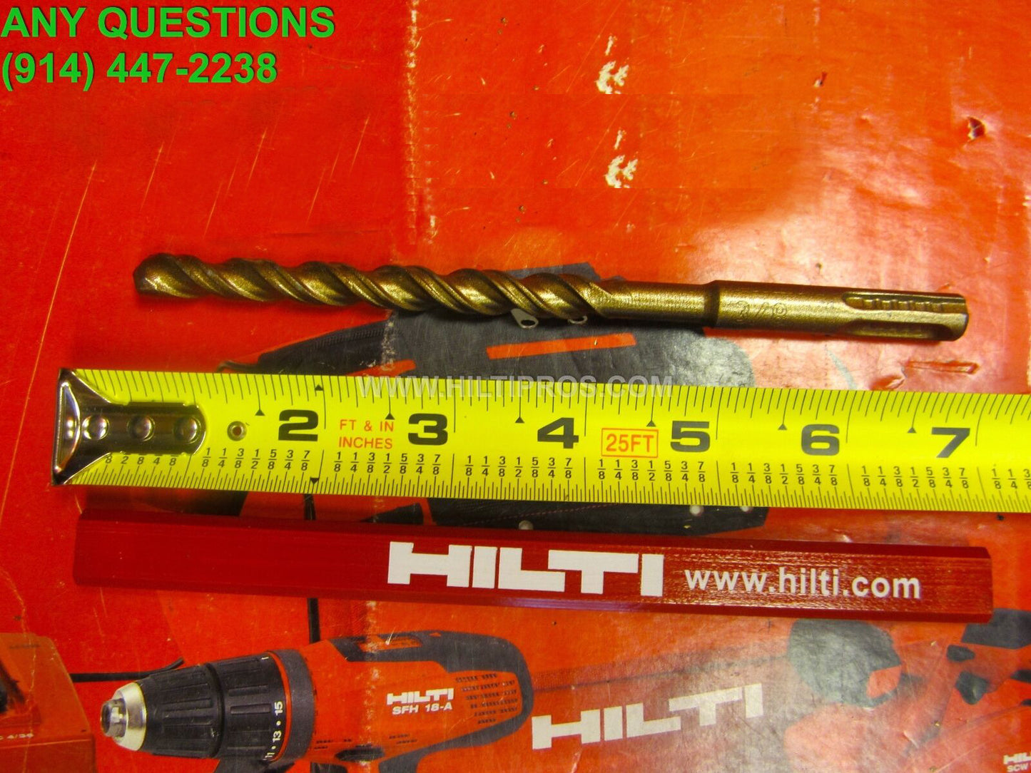 HILTI TE-C 3/8" X 8", SET OF 1, PREOWNED, MINT CONDITION, FREE PENCIL,FAST SHIP