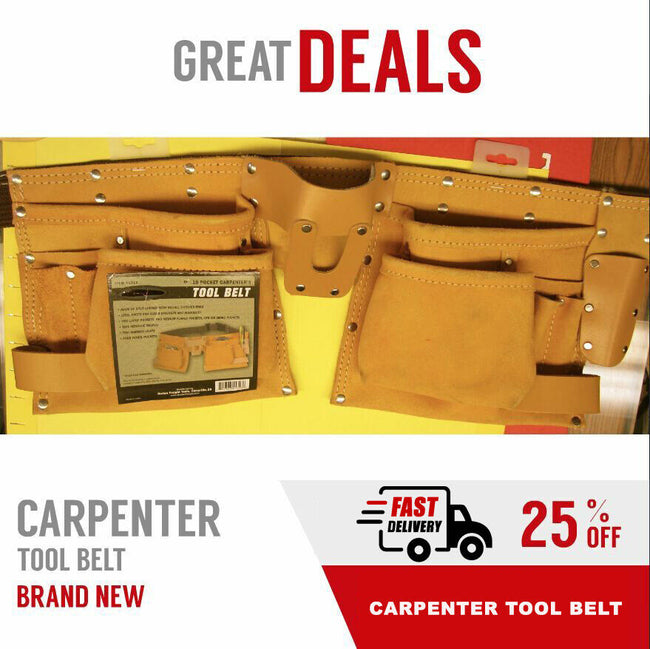 CARPENTER TOOL BELT, VERY NICE, LETHER