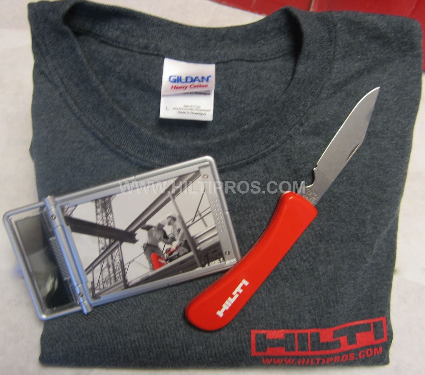 HILTI - CALCULATOR / PHOTO FRAME, HILTI KNIFE, T-SHIRT