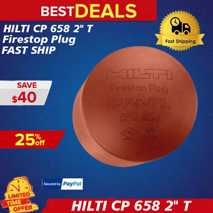 HILTI CP 658 2" T Firestop Plug, BRAND NEW, 2 PACK