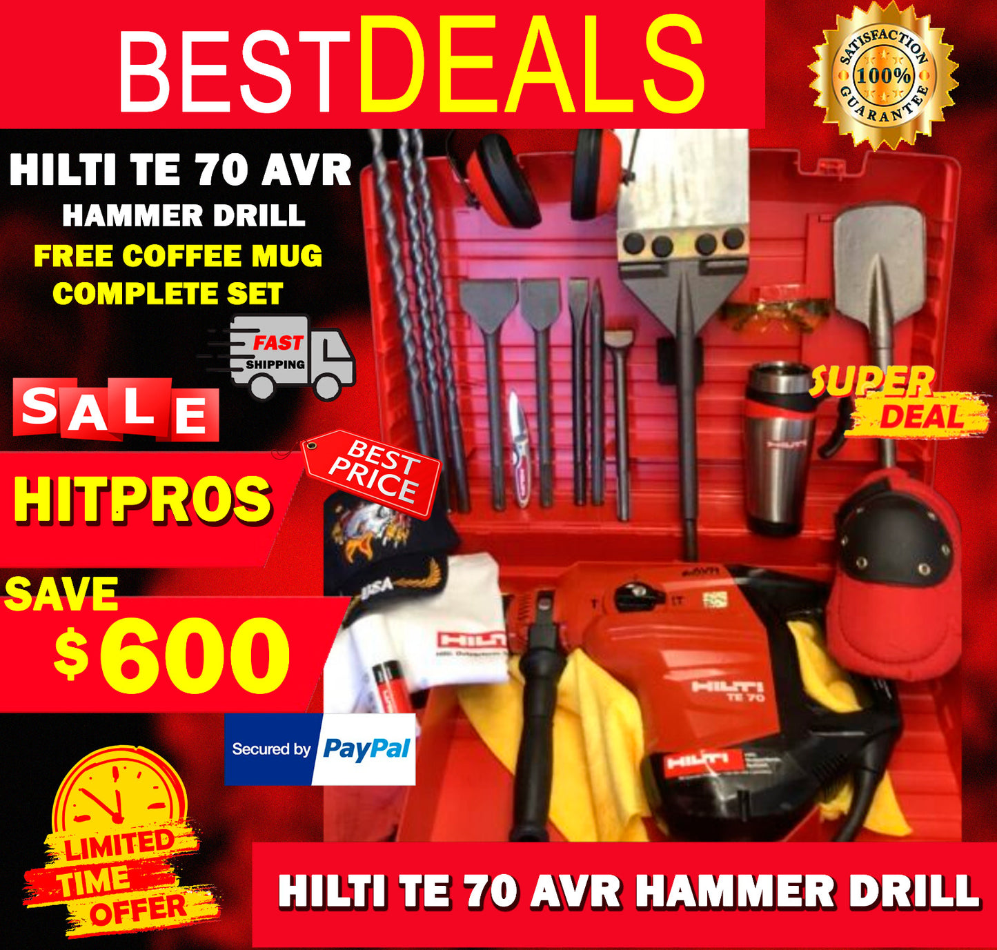 HILTI TE 70 AVR PREOWNED, FREE COFFEE MUG, BITS AND CHISELS