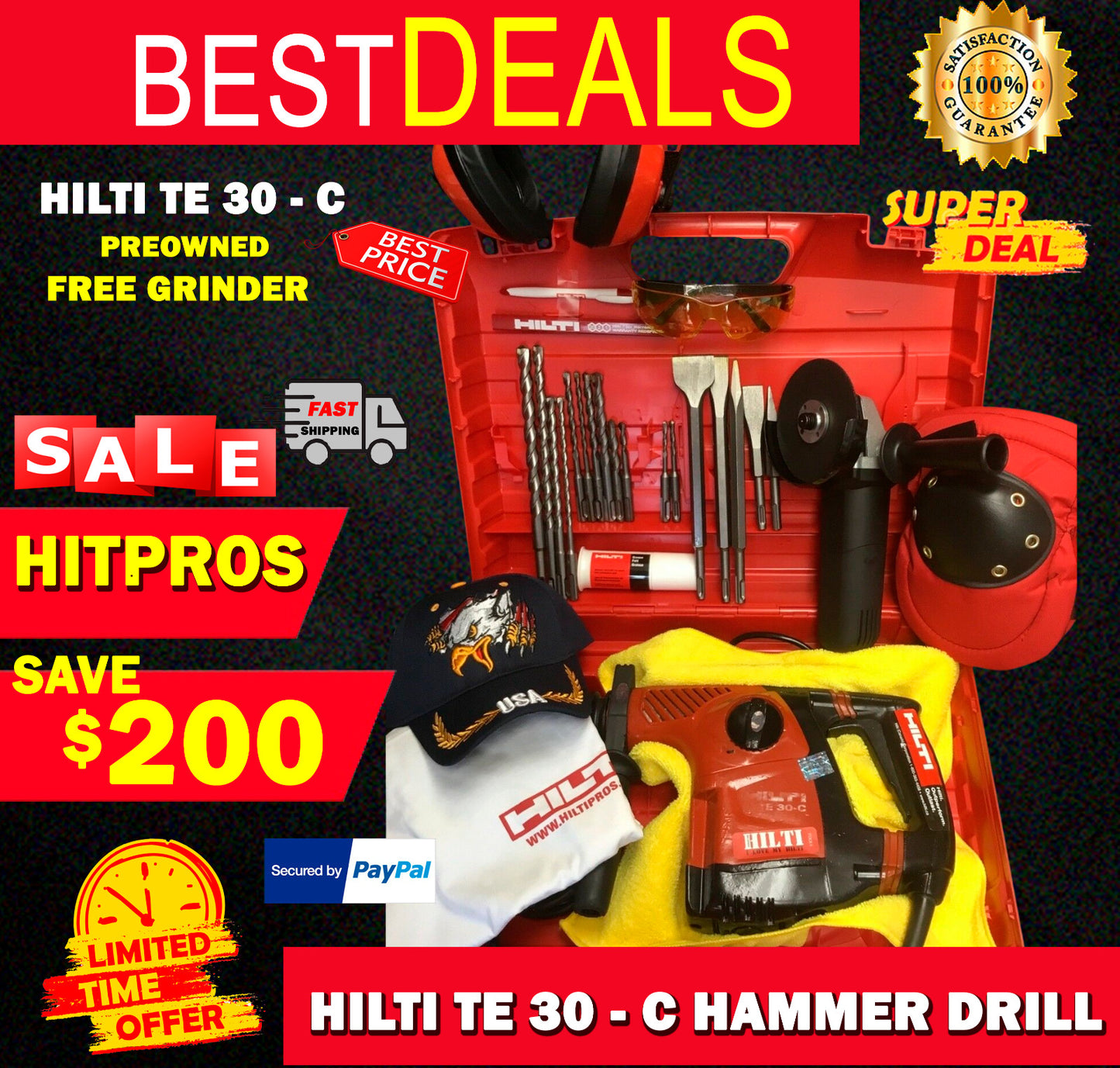 HILTI TE 30-C HAMMER DRILL, PREOWNED, MADE IN GERMANY, FREE GRINDER