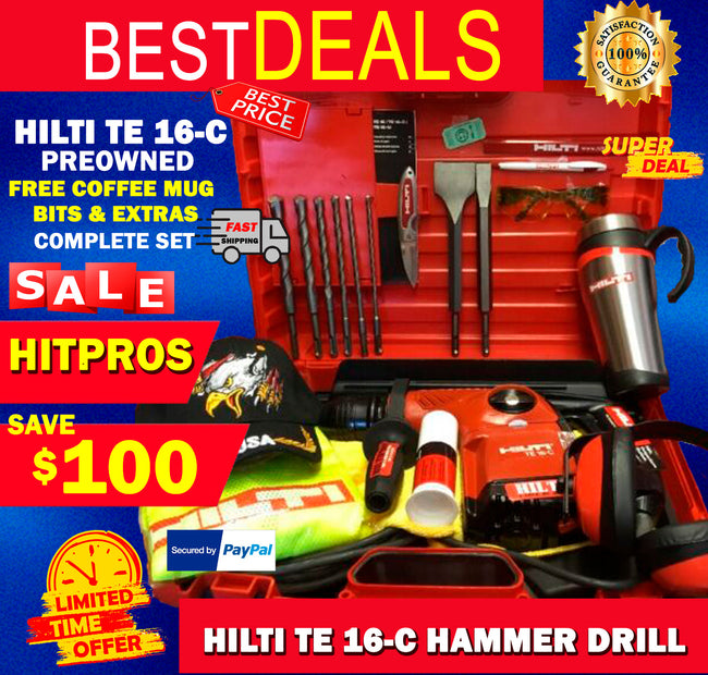 HILTI TE 16-C HAMMER DRILL, PREOWNED, FREE EXTRAS AND BITS