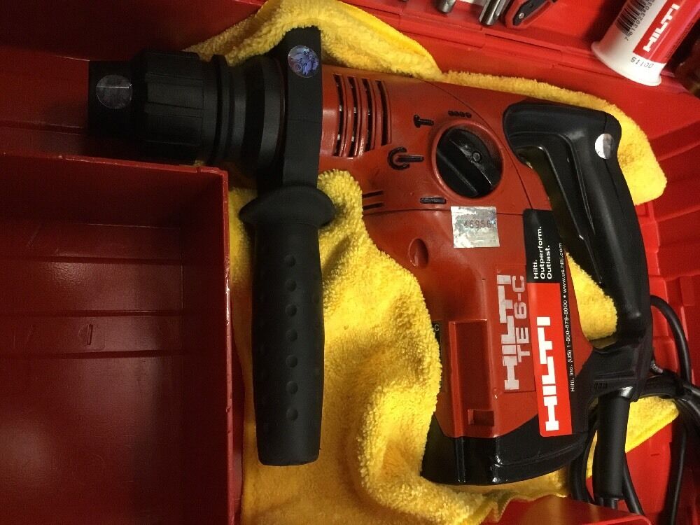 HILTI TE 6-C HAMMER DRILL, PREOWNED, FREE THERMO, LOT OF EXTRAS