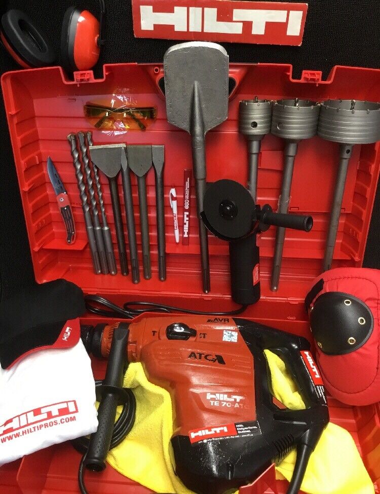 HILTI TE 70 ATC AVR, PREOWNED, FREE GRINDER, BITS, CHISELS, EXTRAS