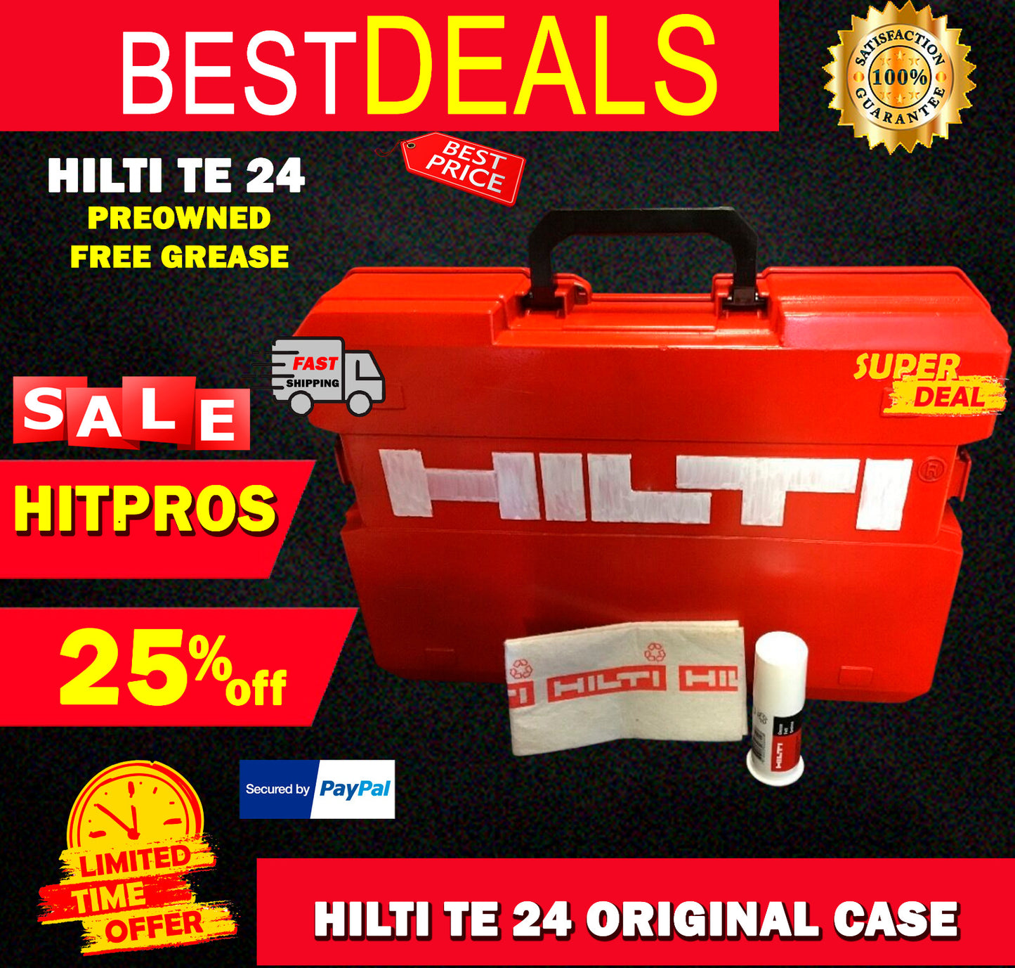 HILTI TE 24 ORIGINAL CASE,  PREOWNED, (ONLY CASE), FREE GREASE