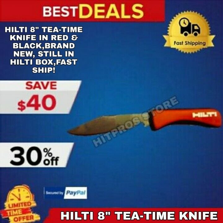 HILTI 8" TEA-TIME KNIFE IN RED & BLACK,BRAND NEW, STILL IN HILTI BOX