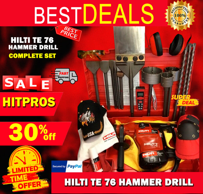 HILTI TE 76 PREOWNED, L@@K ,FREE LASER METER, BITS, CHISEL, EXTRAS, FAST SHIP