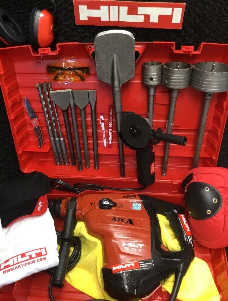 HILTI TE 70 ATC AVR, PREOWNED, FREE GRINDER, BITS, CHISELS, EXTRAS