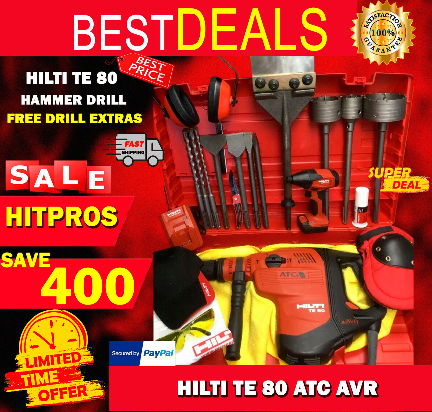 HILTI TE 80 ATC AVR, NEW, FREE SID 2-A DRIVER, BITS, CHISELS, EXTRAS, FAST SHIP