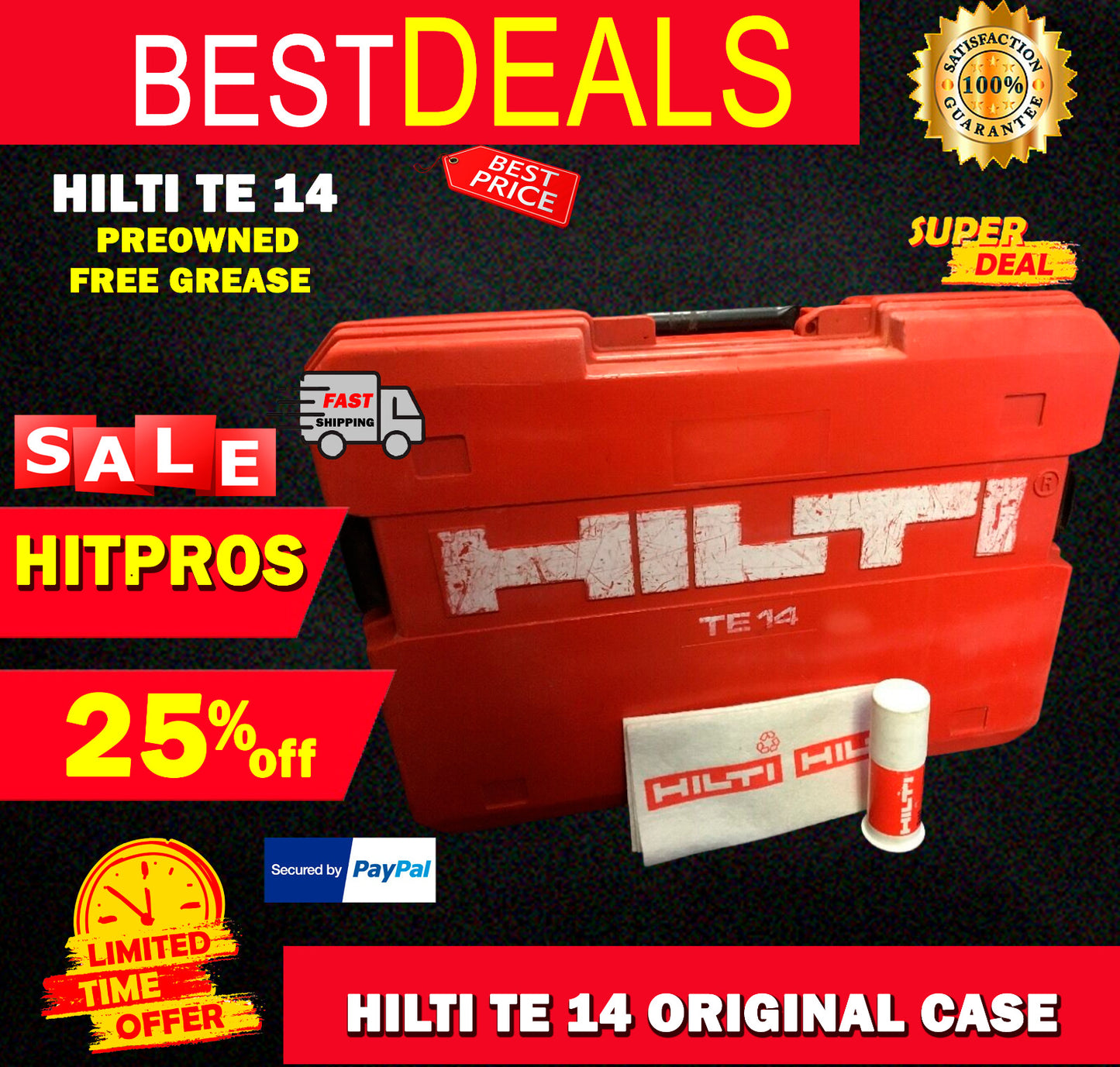 HILTI TE 14 CASE, PREOWNED, ORIGINAL, (ONLY CASE), FREE HILTI GREASE