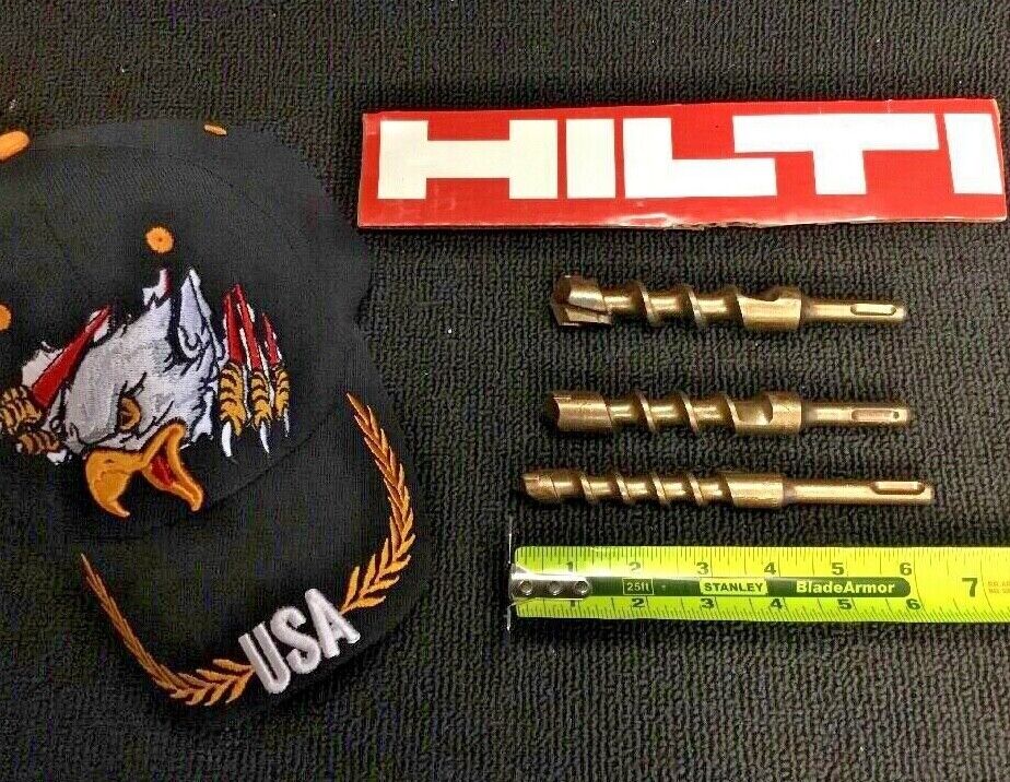 HILTI SET OF BITS SDS PLUS 7/8", 3/4", 5/8" PREOWNED, FREE HAT