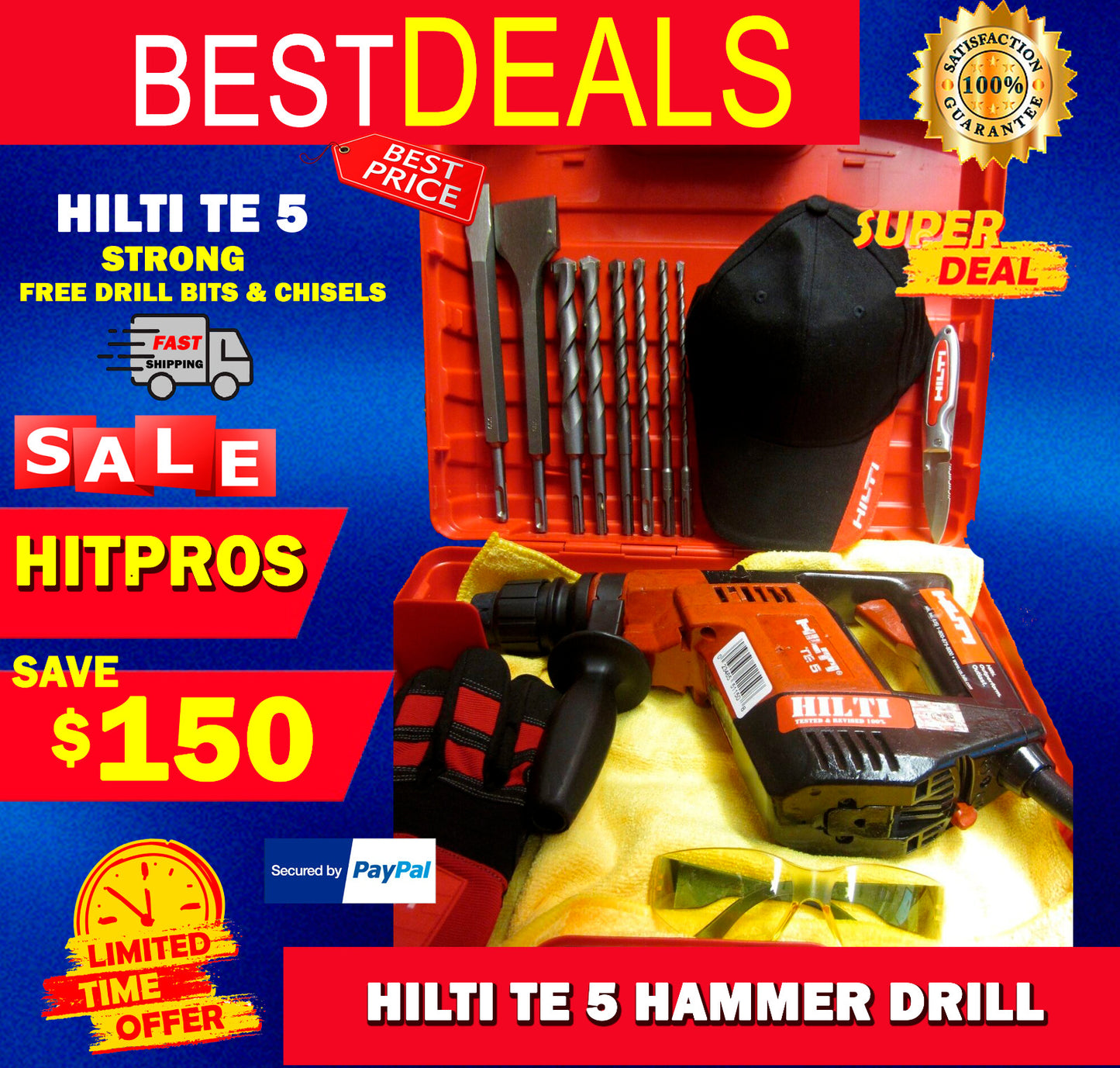 HILTI TE 5 HAMMER DRILL, STRONG, FREE DRILL BITS & CHISELS