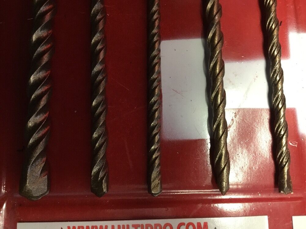 HILTI DRILL BIT 1/2", 3/8", 1/4" 3/16" SDS PLUS, SET OF 5, PREOWNED