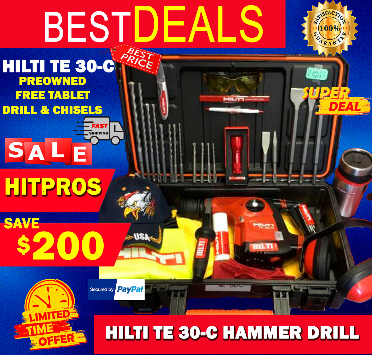 HILTI TE 30-C, PREOWNED, DURABLE, FREE TABLET, DRILLS & CHISELS