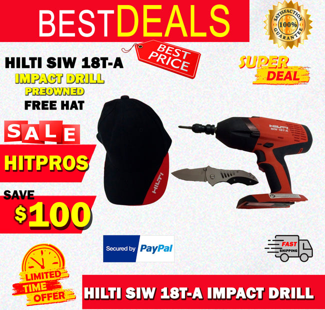 HILTI SIW 18T-A IMPACT DRILL (TOOL ONLY), PREOWNED, FREE HAT