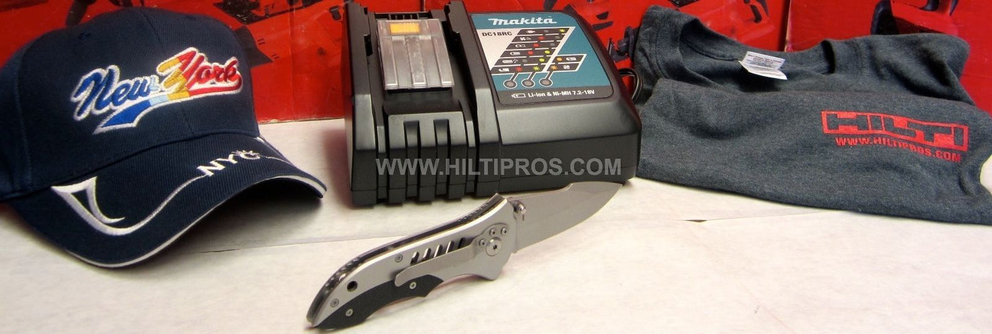 MAKITA BATTERY CHARGER ,FAST CHARGER , FREE T-SHIRT,POCKET KNIFE,HAT. FAST SHIP.