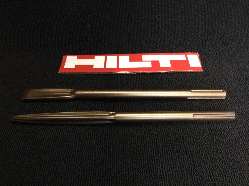 HILTI CHISEL SDS MAX SET FLAT 1" X 14"  AND POINTED 14", PREOWNED