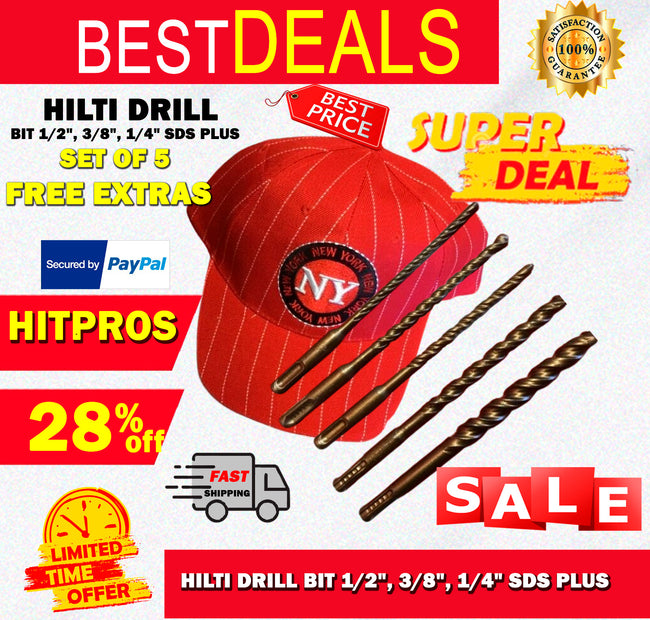 HILTI DRILL BIT 1/2", 3/8", 1/4" SDS PLUS, SET OF 5,