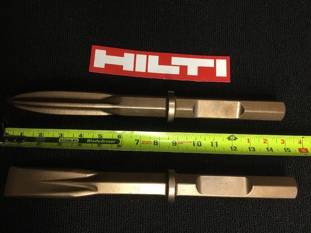 HILTI CHISEL TE-H28 NARROW 1-1/2" X 14" & POINTED 15" PREOWNED,