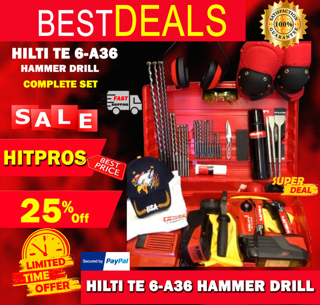 HILTI TE 6-A36 PREOWNED, FREE THERMO, BITS, LOT OF EXTRAS, FAST SHIP