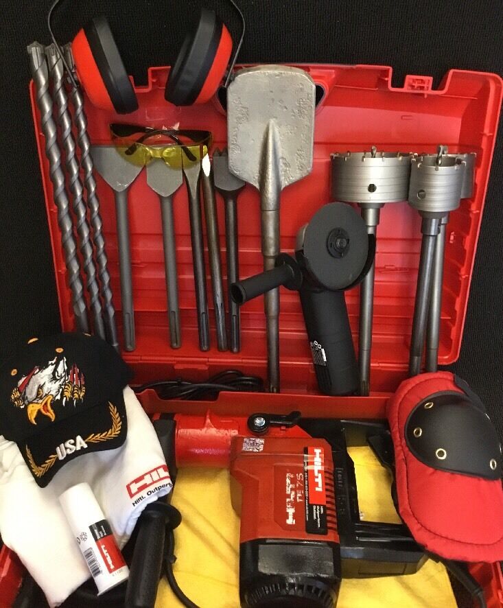 HILTI TE 75 HAMMER DRILL, PREOWNED, FREE GRINDER, A LOT OF EXTRAS