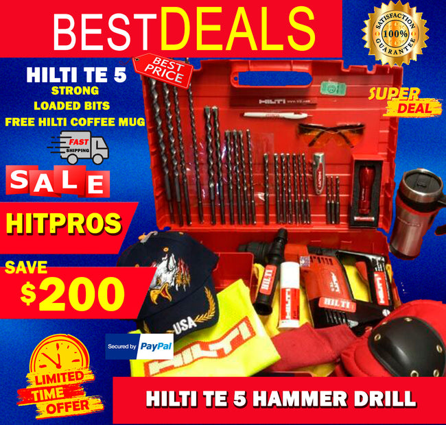 HILTI TE 5 HAMMER DRILL, FREE HILTI COFFE MUG, LOADED BITS