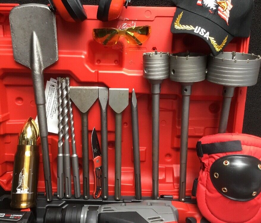 MILWAUKEE CORDLESS HAMMER DRILL, SDS MAX, FREE THERMO, BUNCH EXTRAS, FAST SHIP