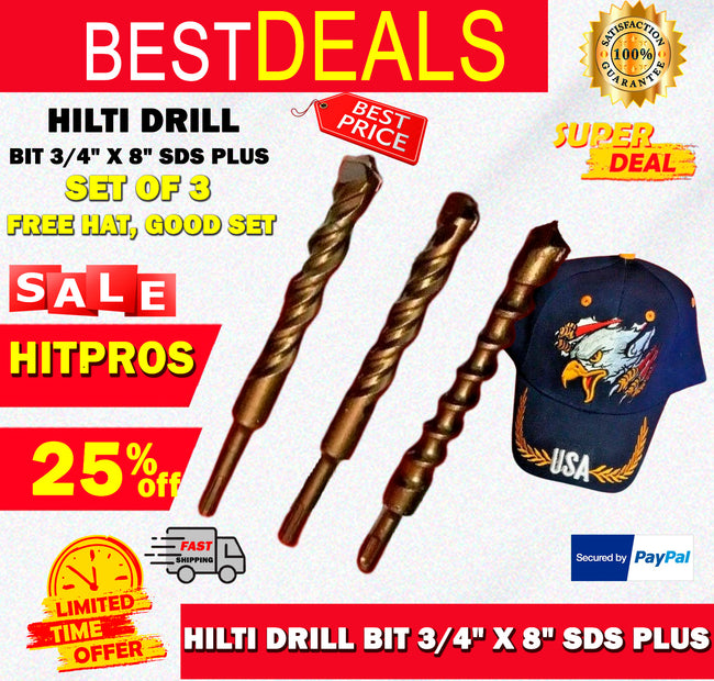 HILTI DRILL BIT 3/4" X 8" SDS PLUS SET OF 3,,