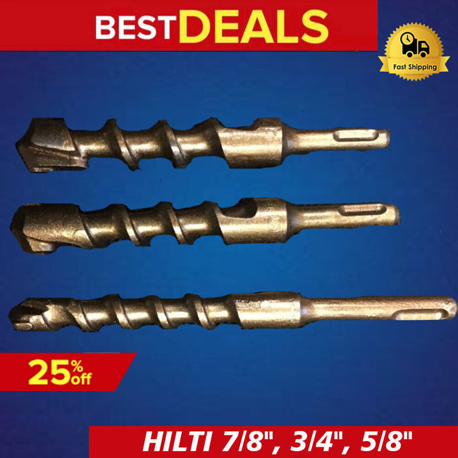 HILTI SET OF BITS SDS PLUS 7/8", 3/4", 5/8" PREOWNED, FREE HAT