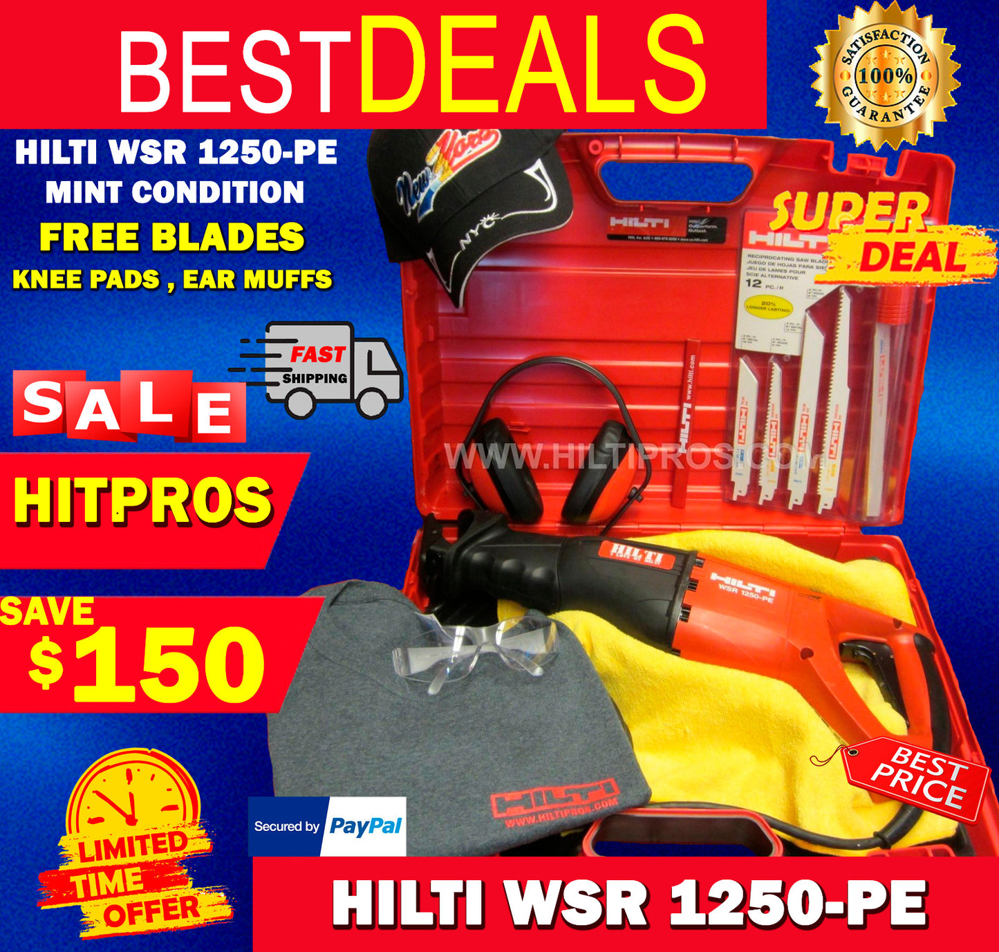 Hilti WSR 1250 PE ,MINT COND.FREE BLADES, KNEE PADS, EAR MUFFS, FAST SHIP